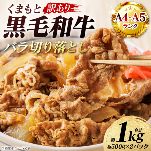 牛肉 【訳あり】 くまもと黒毛和牛 バラ 切り落とし 約1kg （約500g×2パック） A4～A5ランク 牛肉