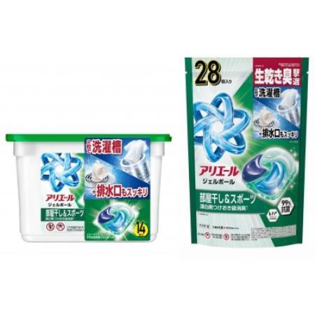 P＆G　アリエールジェルボール　部屋干し＆スポーツ　本体＆つめかえ用ハイパージャンボサイズセット【1749076】