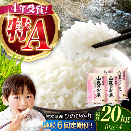 〈令和8年度産米〉【6回定期便】山鹿のお米 ヒノヒカリ 5kg×4【有限会社 あそしな米穀】[ZBI042]
