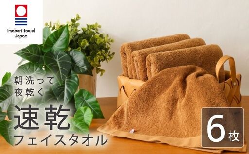 【今治タオル】フェイスタオル 速乾 6枚 ブラウン