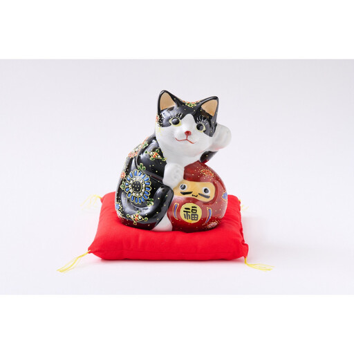 5号達磨招き猫　黒盛　（布団付）