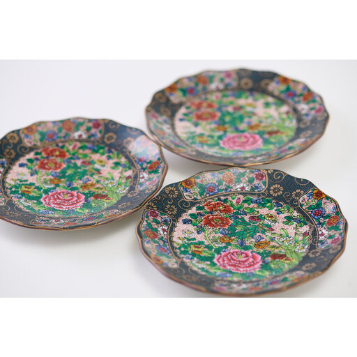 九谷焼 錦絵 4号小皿 3枚セット 伊野正峰