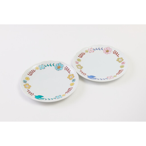 ハレクタニ　花と鳥プレート　ペア