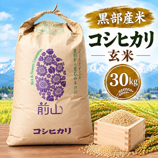 黒部産米 令和8年産コシヒカリ 玄米 30kg お米 コメ 白米 こしひかり ご飯 ごはん 富山県 黒部市