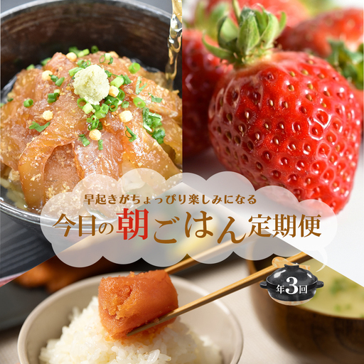 [3回届く!福岡朝ごはん定期便](明太子切子・鯛茶づけ・あまおう)★朝起きがちょっぴり楽しみになる3回定期便[H7065]