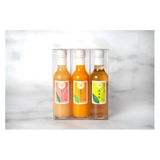 きわみみかんジュース あら川の桃ドリンク 紀州南高梅ドリンク 200ml×各1本 アクリルケース入