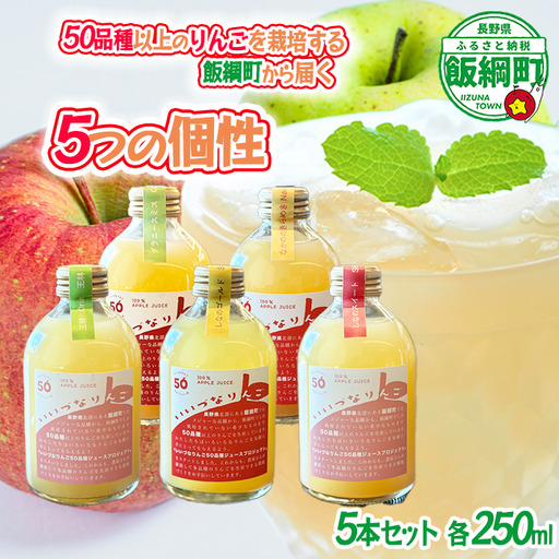 いいづなりんごジュース 5/50種 飲み比べ5本セット 厳選セレクト[ 50分の5種 ] 250ml × 5本 信州 飯綱産りんごジュースいいづなりんご50品種りんごジュース 泉が丘喫茶室 沖縄県への配送不可 飲料 果汁飲料 りんご リンゴ 林檎 ジュース 100% ストレート 50品種 づなコネクト EAST 長野県 飯綱町 [2153]