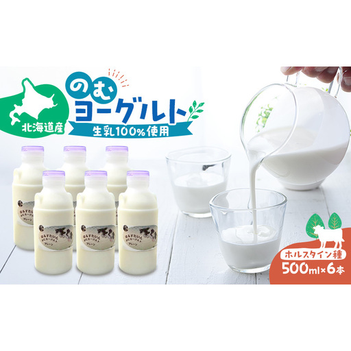 のむヨーグルト 生乳100%使用 500ml×6本 北海道産 ホルスタイン種 [i・ふぁーむ] 【 飲むヨーグルト 牧場直送 幕別 プレーン 濃厚 牛 朝食 】