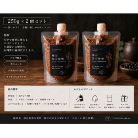 穂谷産黒豆無添加味噌　250g×2【配送不可地域：離島】【1786702】