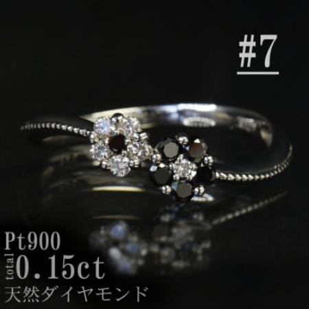 [サイズ:7号]Pt900ブラックダイヤフラワーデザインリング R4142BL-P[配送不可地域:離島・沖縄県]