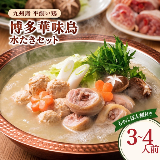 博多華味鳥 水炊きセット ちゃんぽん麺付き 3~4人前 | 水炊き 福岡県 須恵町 トリゼンフーズ