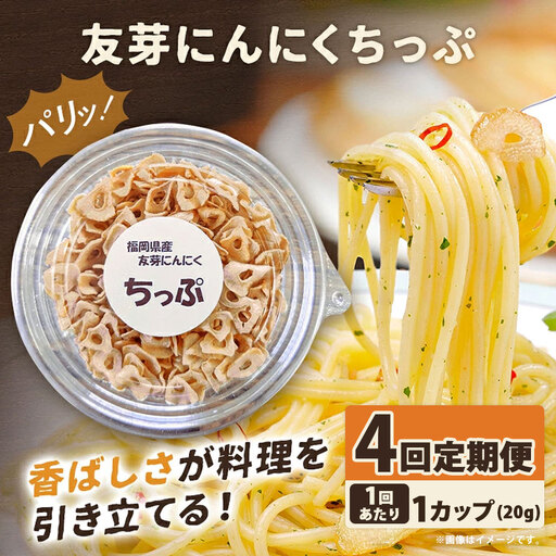[定期1ヶ月毎4回] 友芽にんにくちっぷ 1個 にんにく ガーリックチップ 友芽にんにく ガーリック にんにくスライス 調味料 トッピング サラダ パスタ ラーメン カレー 炒め物 長期保存 便利 定期便 定期配送