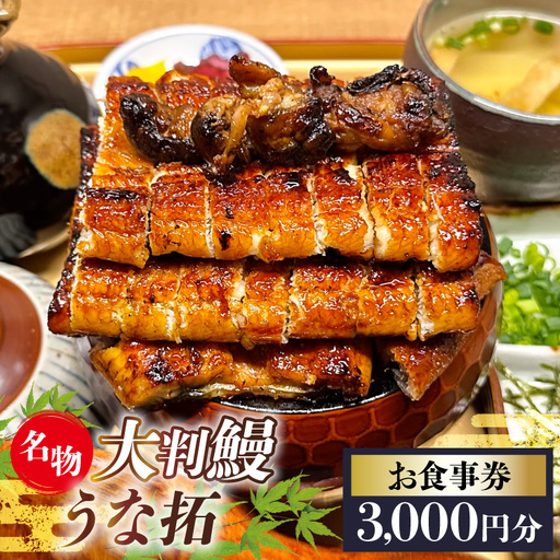 うなぎ お食事券 3000円