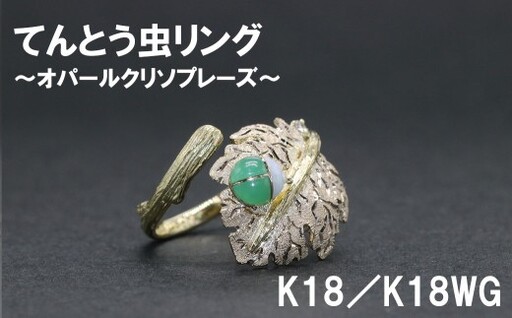 てんとう虫リング  オパールクリソプリーズ（K18／K18WG）【号数：７号～１６号】