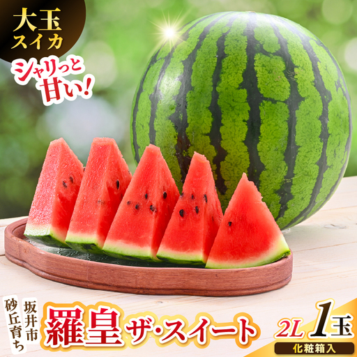 大玉スイカ (羅皇 ザ・スイート) 2L (7kg以上) 1玉 化粧箱入り 2027年7月中旬以降順次発送 すいか フルーツ [A-19112]