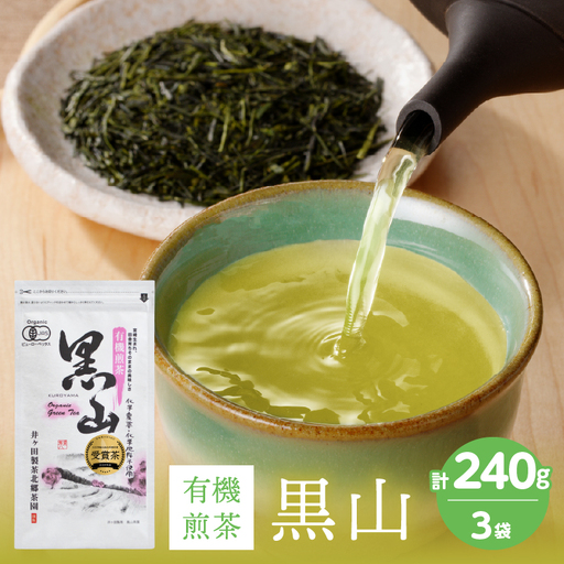日本茶AWARD2024 プラチナ賞 受賞 有機煎茶黒山 3袋セット 合計240g 飲料 お茶_BD147-26