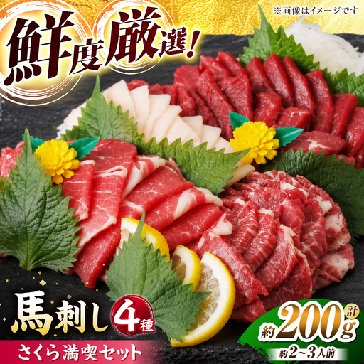 熊本 馬刺し さくら満喫セット 4種 計200g 2～3人前 【馬刺しの郷 民守】[ZBL124]