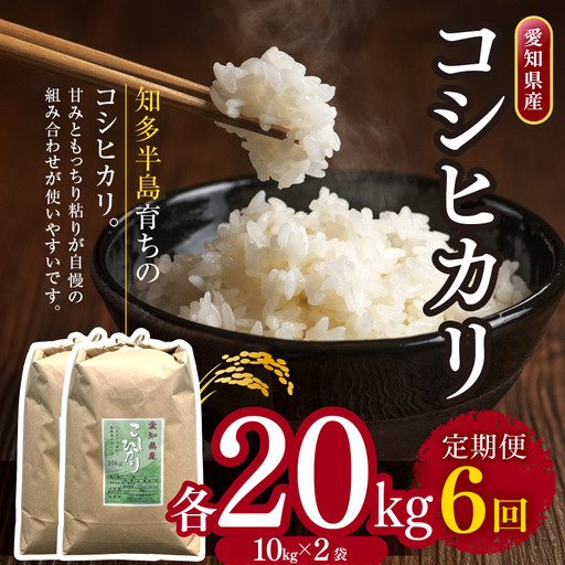 【定期便6回】 【 新米 令和8年産 】愛知県産 コシヒカリ 20kg | 美浜町