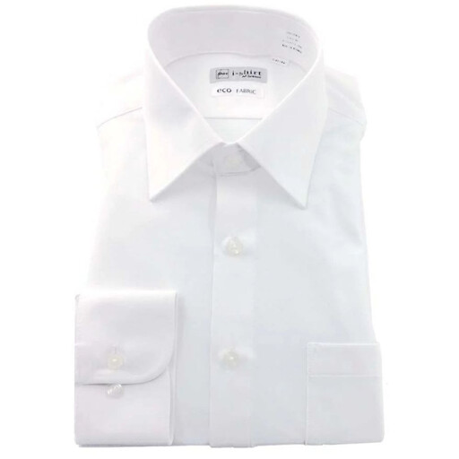 ［P.S.FA］i-shirt（アイシャツ）メンズ 長袖 白無地 レギュラー ホワイト Sサイズ（首回り37cm／裄丈80cm）