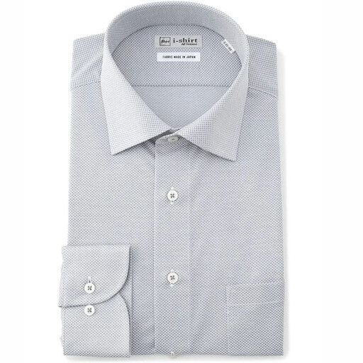 ［P.S.FA］i-shirt（アイシャツ）メンズ 長袖 ロンビック柄 セミワイド M.グレー Sサイズ（首回り37cm／裄丈80cm）