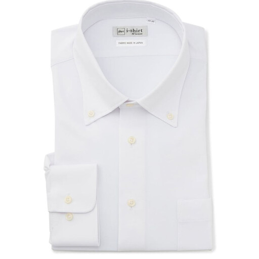 ［はるやま］i-shirt（アイシャツ）メンズ 白無地 ボタンダウン Lサイズ（首回り41cm／裄丈80cm）
