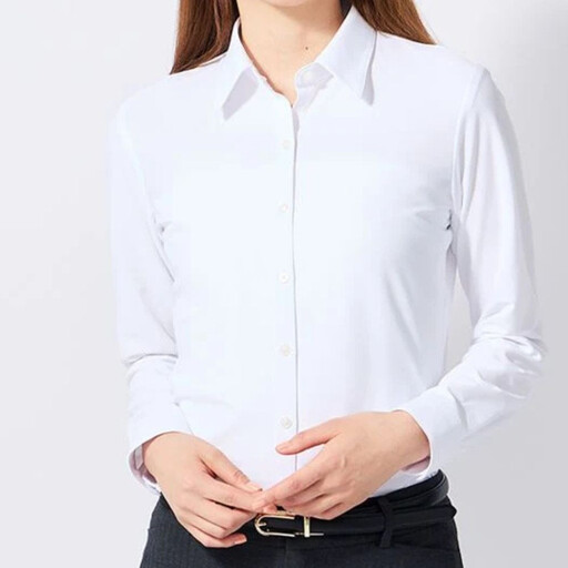 ［P.S.FA］i-shirt（アイシャツ）レディース 長袖 白 天竺 レギュラー ホワイト 7号（首回り37.5cm／裄丈71cm）