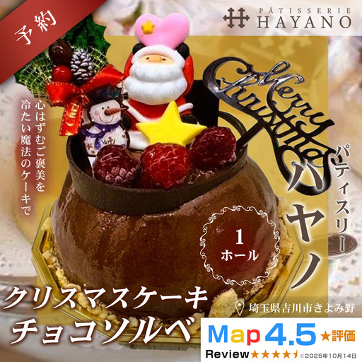 [数量限定・先行予約]クリスマス予約ジェラートケーキ (冷凍) チョコソルベ 1ホール YSKBV007