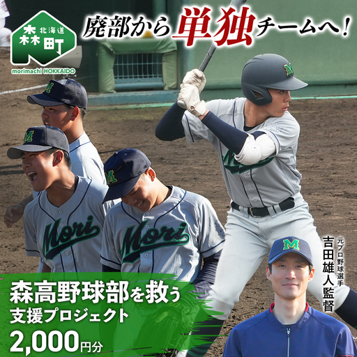 【返礼品なし】廃部から単独チームへ！森高野球部を救う支援プロジェクト 2,000円分 ＜北海道 森町＞ mr1-1504