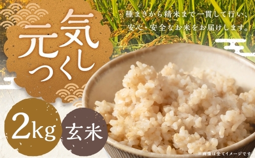 元気つくし 2kg 玄米 お米 米 こめ コメ 飯 ご飯 おにぎり 国産 福岡県産