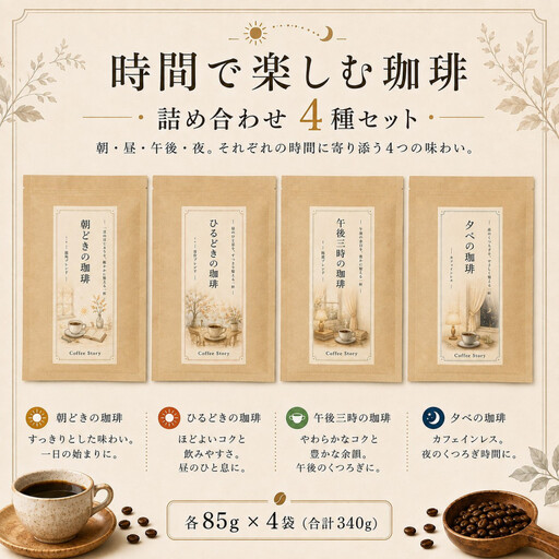 [豆]時間で楽しむ珈琲 詰め合わせ 85g×4袋