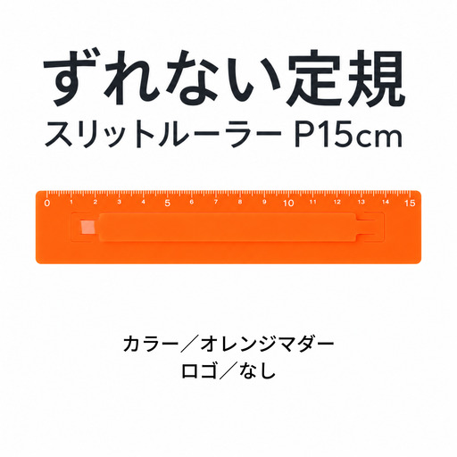 ずれない定規 スリットルーラーP15cm オレンジマダー 定規 文房具
