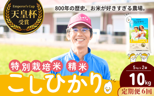 【令和8年度産】【定期便6ヶ月】コシヒカリ 精米 10kg 天皇杯受賞！横田農場の特別栽培米こしひかり 茨城県 龍ケ崎市