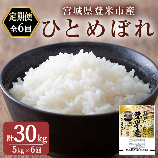[6ヵ月定期便] 令和8年産 ひとめぼれ 精米 計30kg(5kg×6回) 登米市産 米 お米 ご飯 白米 おにぎり お弁当 頒布会 5kg 30kg [宮城商事株式会社]tm610