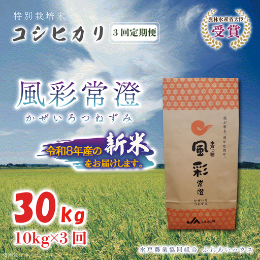 【3ヶ月定期便】 令和8年産 特別栽培米コシヒカリ「風彩常澄」計30kg（10kg×3回）新米 特A（FC-12）