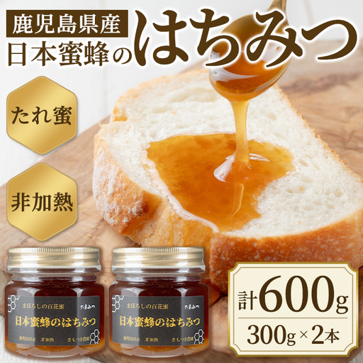 鹿児島県産 日本蜜蜂のはちみつ 300g×2本 計600g 国産 百花蜜 蜂蜜 ハニー [きもつき農園]B98002