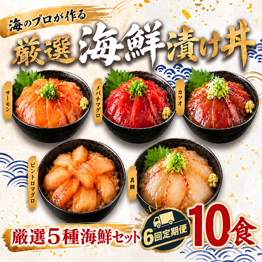 【定期便6回】タカシン水産の海鮮漬け丼(5種)80g×10パック入 酒の肴に海鮮丼に茶漬けに飯ともに