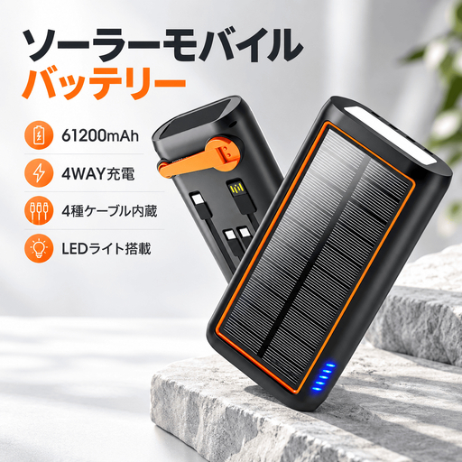 HP8-Aソーラーモバイルバッテリー　オレンジ