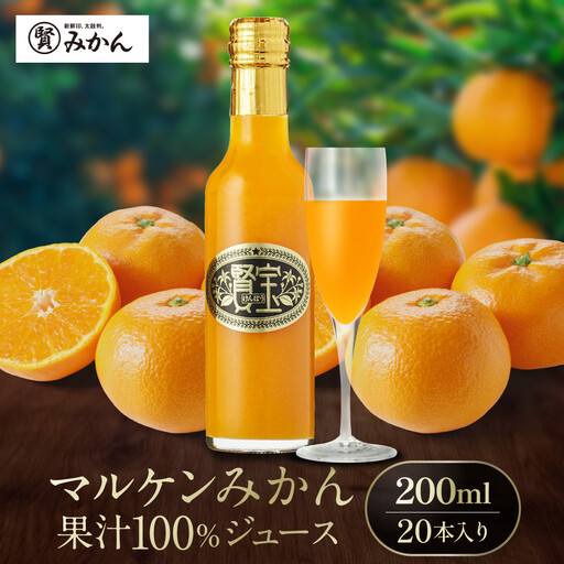 [賢宝]マルケンみかん果汁100%ジュース (20本入り/大容量段ボール箱) もぎたてみかん味のストレートジュース