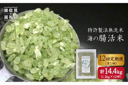 【12回定期便】特許製法の無洗米「海の腸活米」1.2kg×12回 計14.4kg【出島トンボロ】 [VD06]