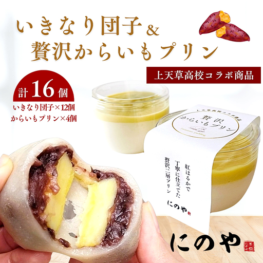 いきなり団子 12個 & 贅沢からいもプリン 4個 [ 上天草高校コラボ返礼品 ] 合計16個 お菓子 菓子 洋菓子 スイーツ デザート おやつ 冷凍 詰め合わせ 食べ比べ セット