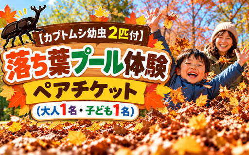[カブトムシ幼虫2匹付]落ち葉プール体験ペアチケット 森林整備体験 親子体験 自然体験