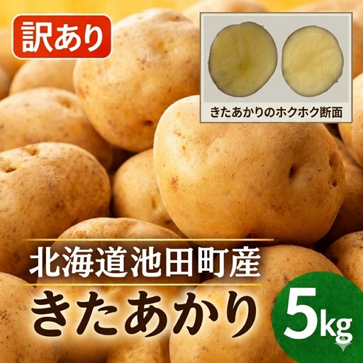 訳あり きたあかり 5kg じゃがいも L,M混合 北海道 池田町 ジャガイモ いも ポテト サイズ不揃い