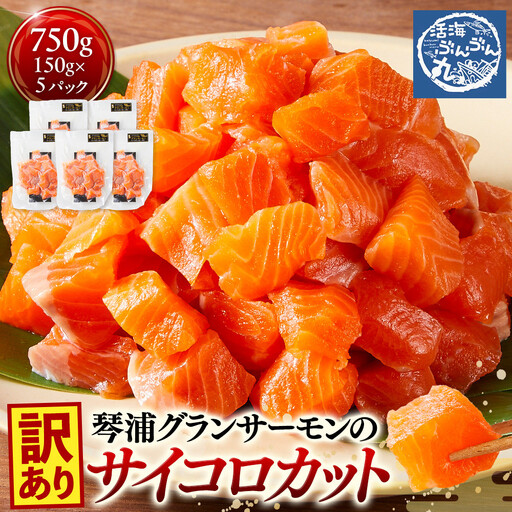 【訳あり】琴浦グランサーモンのサイコロカット150g×５パック