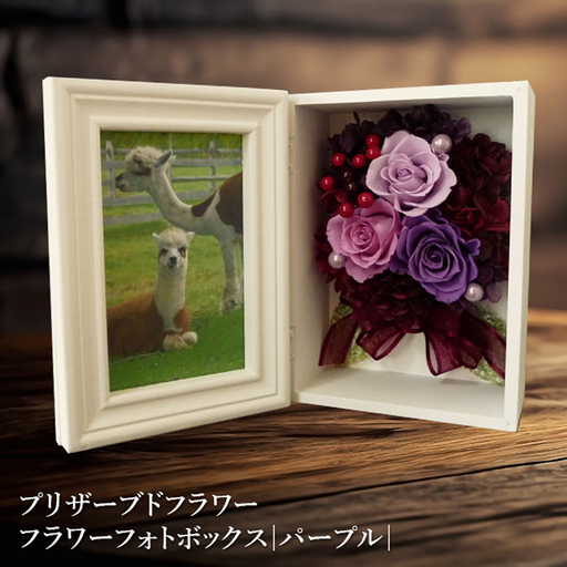 プリザーブドフラワー　フラワーフォトボックス（パープル）【14000602】