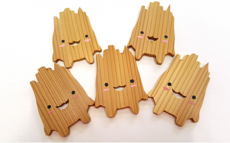トリック箸置き「はしミラ」５個セット　ゆるキャラ かわいい 木製 はしおき 手作り工房ヤマセン