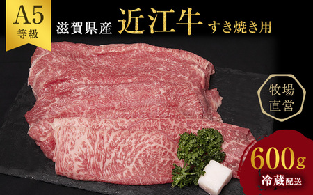 【最短1週間発送】近江牛 すき焼き 約600g A5 雌牛 モモ・カタ・ウデ・バラ系等 西川畜産