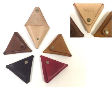 レザー三角コインケース）(75×75×10mm) 黒