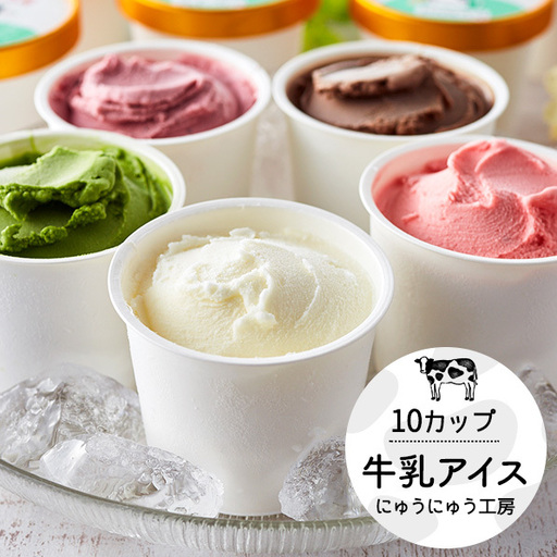【旬のフレーバーをお届け】【累計1.8万個突破！】アイスクリーム詰め合わせ（10個）012AE01N.／アイス スイーツ デザート 牛乳アイス ミルク にゅうにゅう工房 冷凍 セット 冷菓 