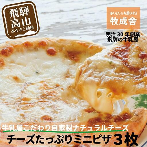 【寄附額見直しました！】＜牧成舎＞ 自家製チーズ ミニピザ 3枚 チーズ DF009