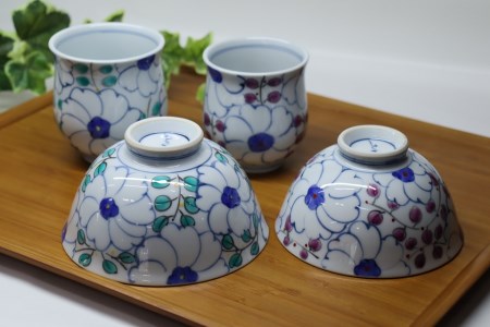 【伊万里焼】花小路睦セット 茶碗 湯飲み 032-H598